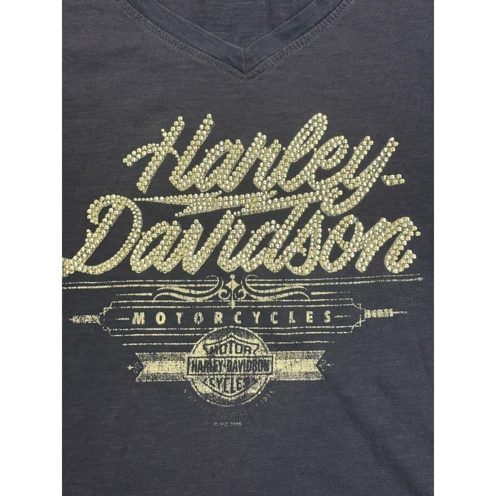 Women’s Harley Davidson Motorcycle T Shirt Size Medium Bedazzle Blink Y2K Style - Picture 8 of 8